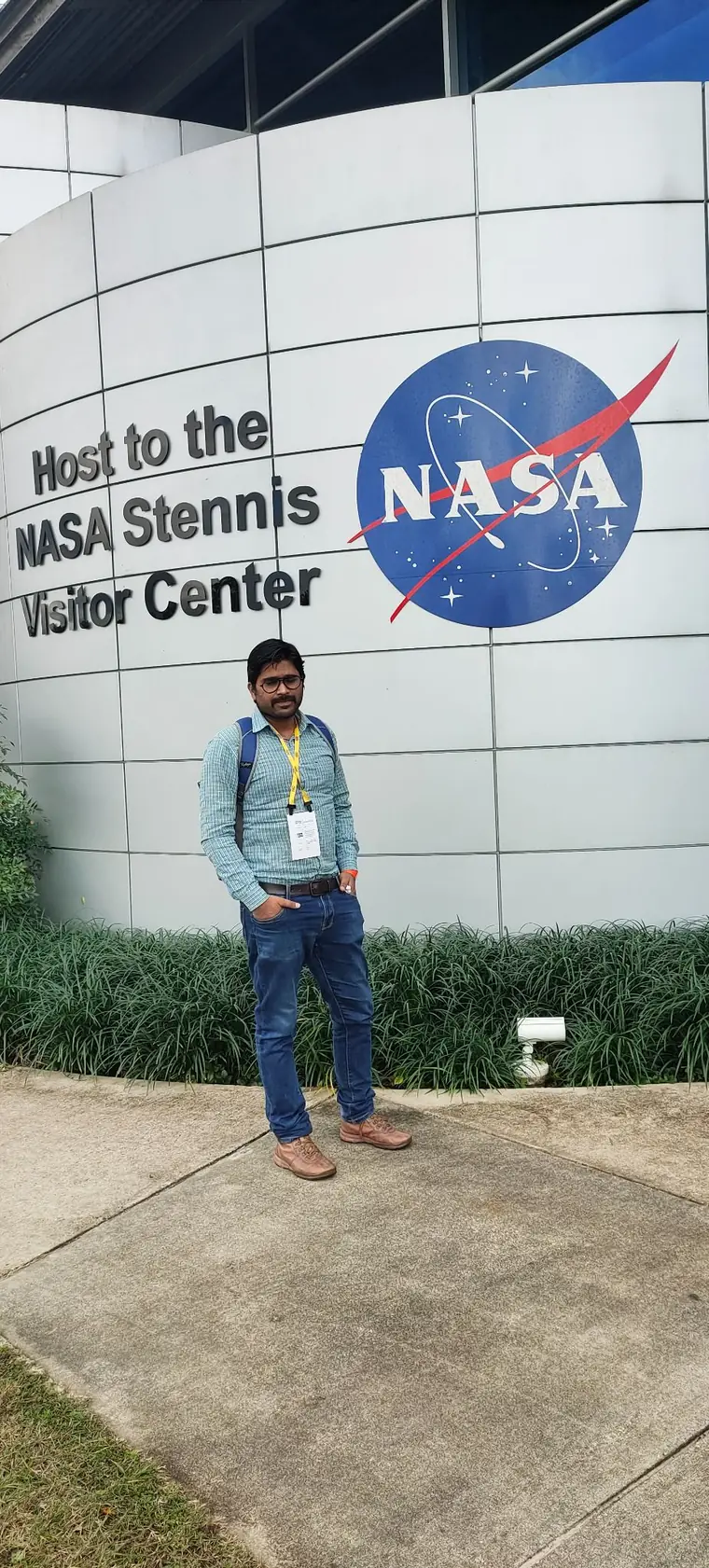 At the NASA Stennis Space Center sign.